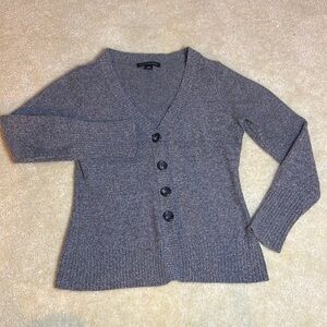 Gray Women's V-Neck Cardigan Wool and Angora Rabbit Hair Blend - BANANA REPUBLIC